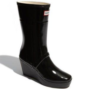 Hunter Kellen Wedge Heel Rain Boot BLACK 7 *Excellent Condition*